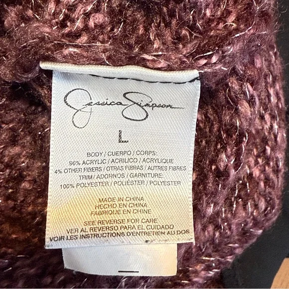 Jessica Simpson Mauve Knit Sweater w Beaded Embellishments Long Sleeve - Picture 7 of 9